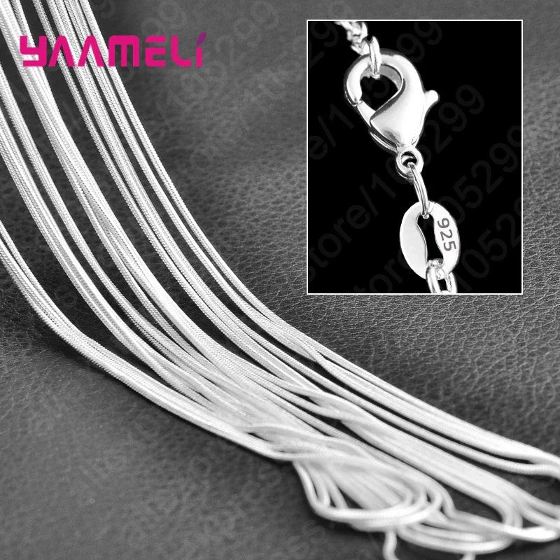 10PCS 925 Sterling Silver Charm Link Chain Necklaces – Smooth Lobster Clasp Jewelry, 16-30 Inch Adjustable