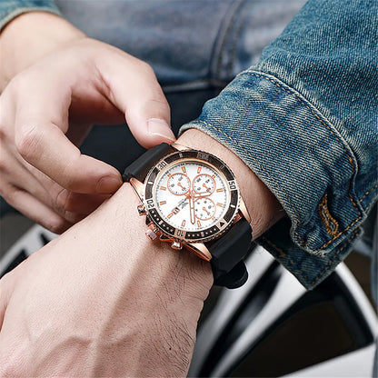 UTHAI CA09 Men’s Luxury Quartz Watch – Silicone Band Sports & Business Wristwatch with Calendar