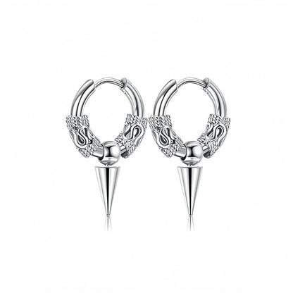 Long Hanging Cross & Leaf Hoop Earrings – Vintage Stainless Steel Hip Hop Unisex Jewelry Accessories
