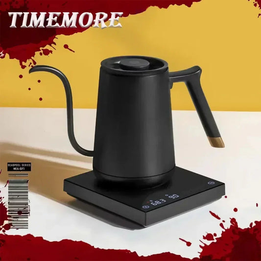 Timemore Fish Smart Electric Pour-Over Kettle 600ml — Temperature Control Coffee Pot for Hand Brew, 220V, Perfect Gift