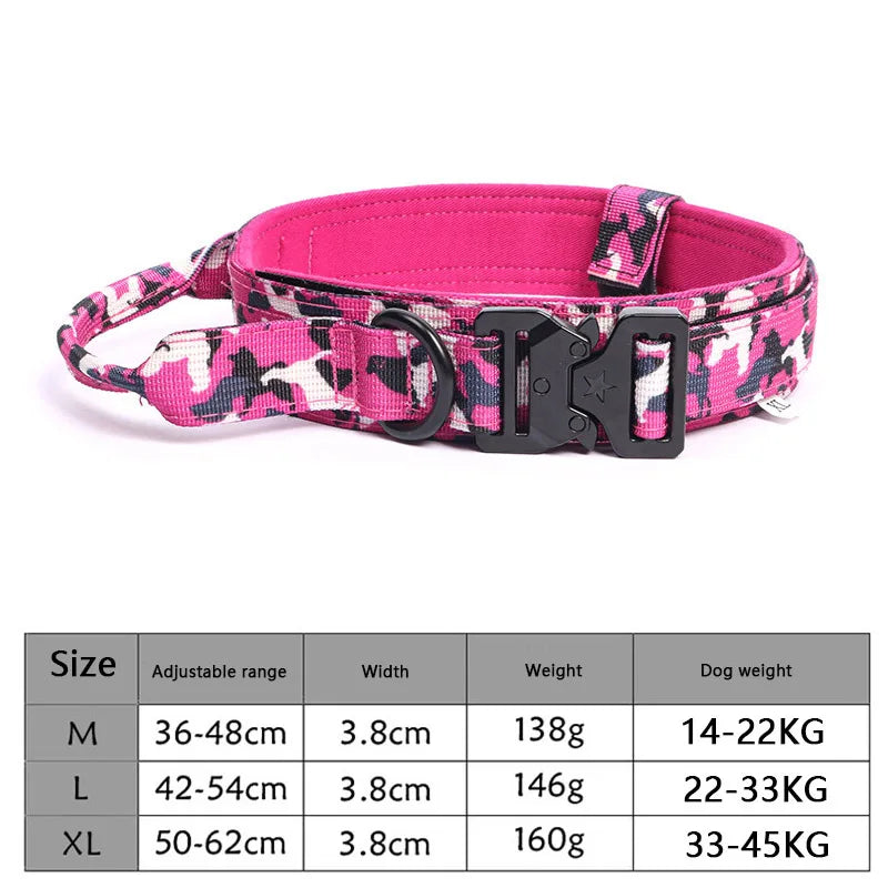 Adjustable Tactical Dog Collar with Traction Rope – Military Training Collar for Medium & Large Dogs