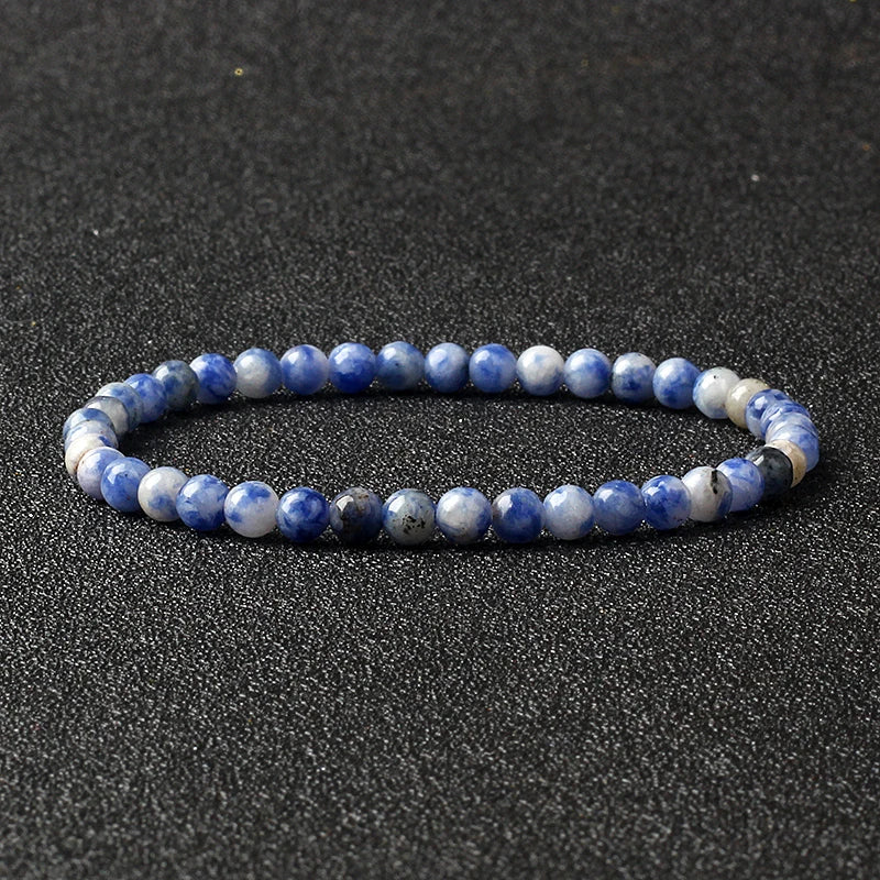 4mm Natural Stone Bead Stretch Bracelet for Men & Women – Agate Lava Handmade Reiki Crystal Jewelry