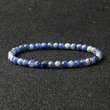 4mm Natural Stone Bead Stretch Bracelet for Men & Women – Agate Lava Handmade Reiki Crystal Jewelry