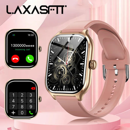 LAXASFIT 2025 Smartwatch – Bluetooth Call, Message Reminder, 24-Hour Health Monitoring, Fitness Smart Watch Gift for Men & Women