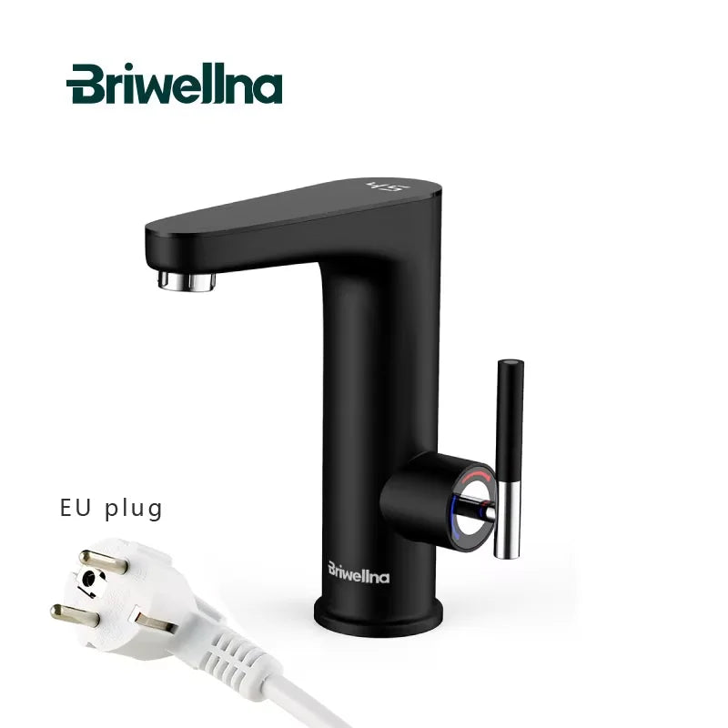 Briwellna Electric Water Heater Faucet - 2-in-1 Basin Tap Tankless Instant Hot Water Geyser 220V for Home Use