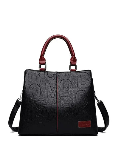 2023 New Fashion Large Capacity Shoulder Handbag - Solid Color, Soft Leather, Letter Embossed Ladies' Bag