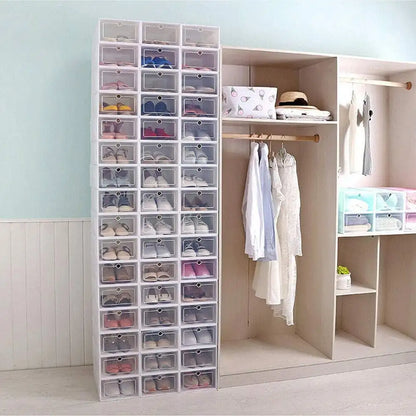 Foldable Shoe Storage Boxes Set - 20/24PCS Stackable Clear Plastic Shoe Organizer Cases for Home Closet Storage
