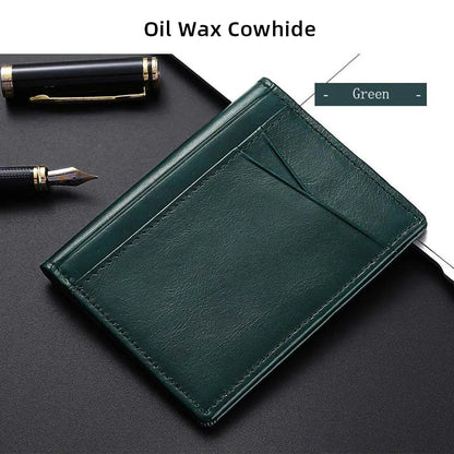 YUECIMIE Super Slim Leather Wallet – Genuine Mini Credit Card Holder, Thin Soft Purse for Men