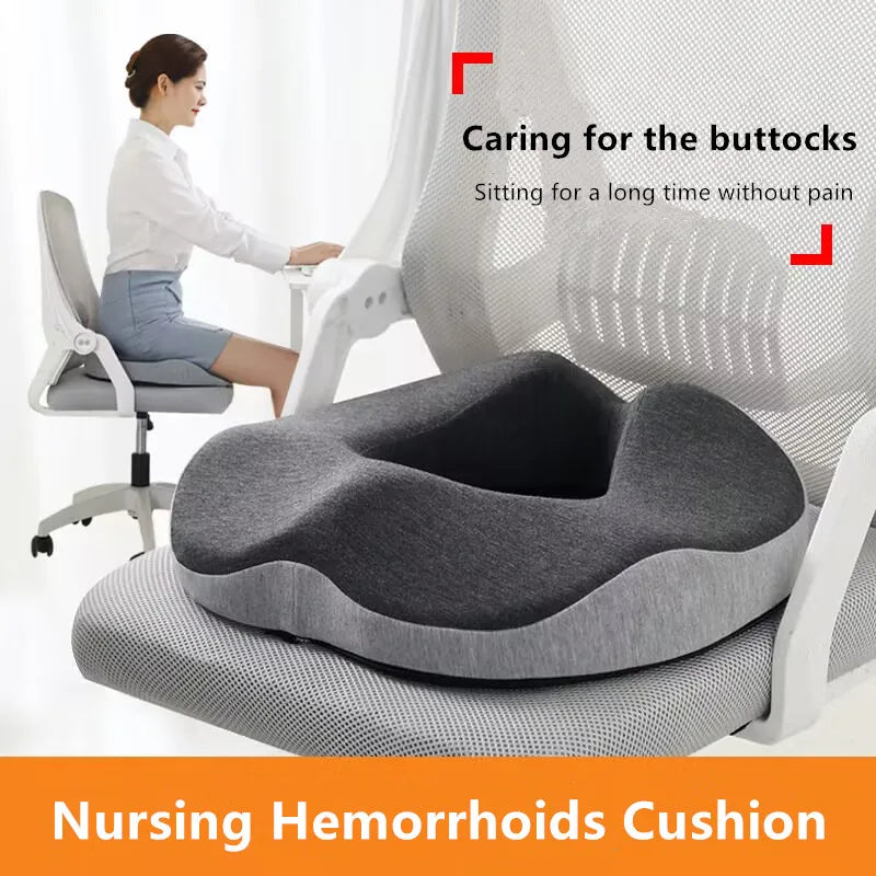 Ergonomic Memory Foam Donut Seat Cushion — Office & Home Comfort Pillow for Tailbone Pain, Hemorrhoids, Sciatica, Bed Sores