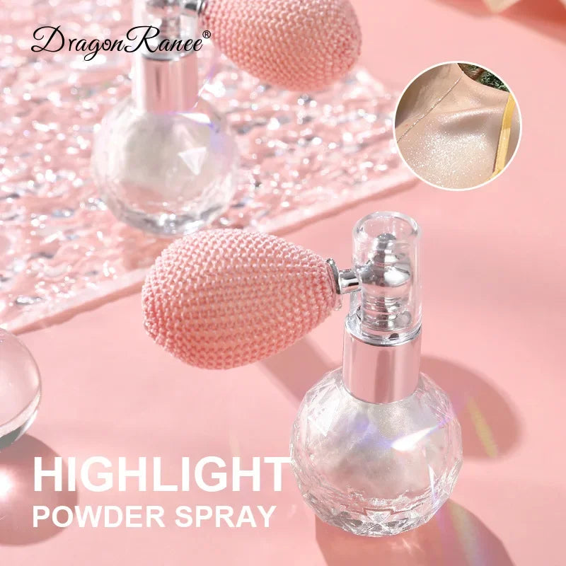 High Gloss Glitter Highlighter Powder Spray: Shimmer Sparkle Makeup for Face & Body