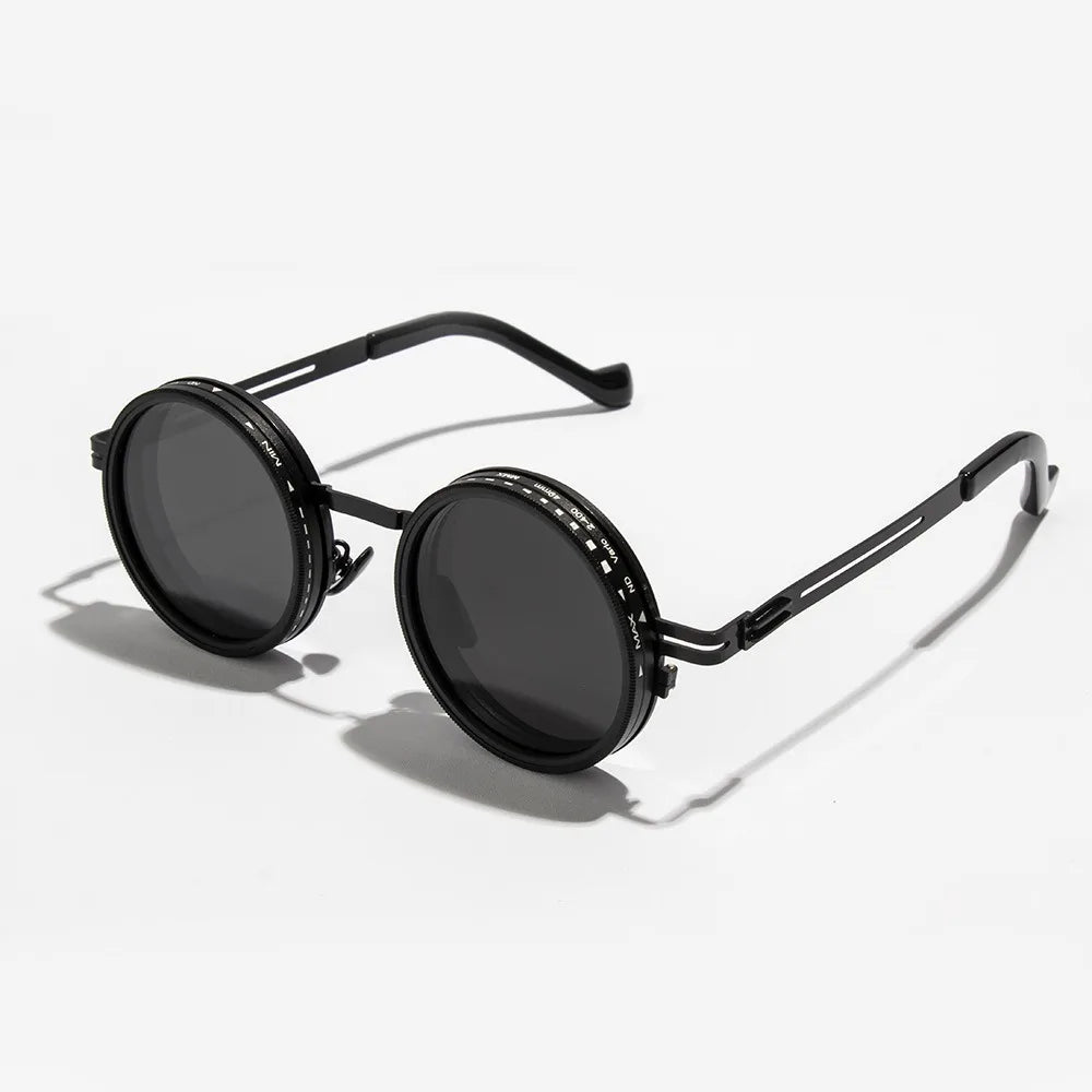2025 Unisex Handmade ND9 Adjustable Sunglasses – Rotating Lenses with Dimming & Brightness Control