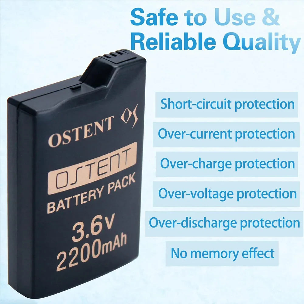 OSTENT 2200mAh 3.6V Rechargeable Lithium Battery for Sony PSP1000 PSP-280