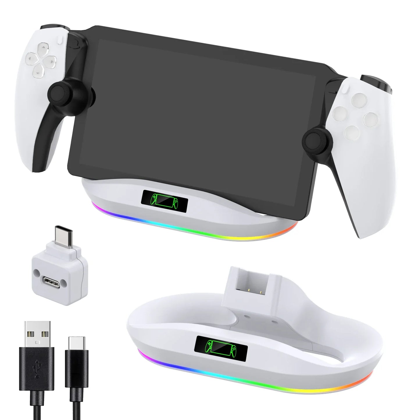 PlayStation Portal Charging Dock Station - Charger Stand with 9 Lights & Handheld Holder for PS Portal