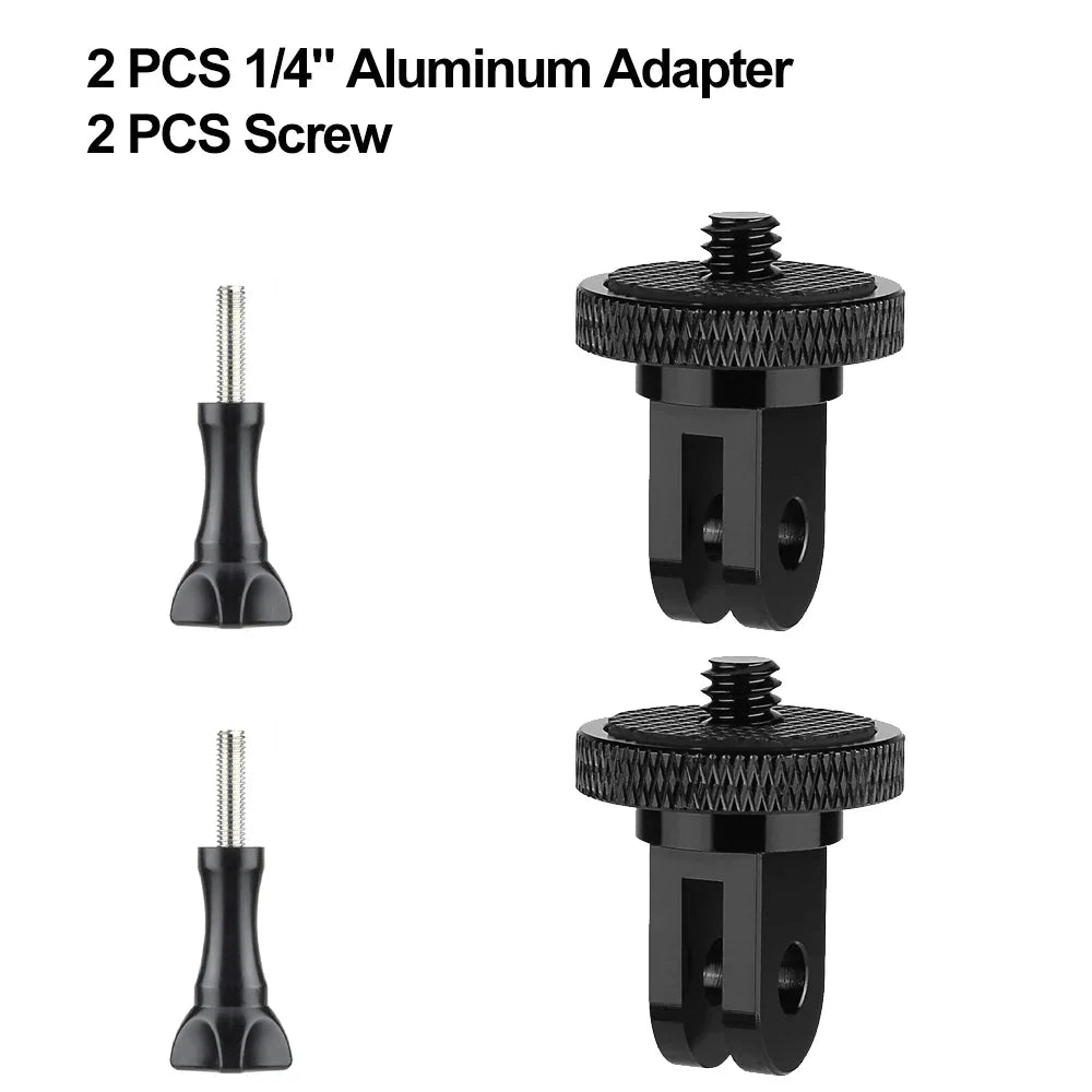 Aluminum Alloy 1/4" Conversion Mount Adapter – Compatible with GoPro Hero 9–13, Insta360, SJCAM, AKASO & DJI Osmo Action Cameras