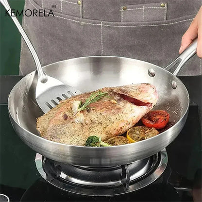 2/3PC Stainless Steel Frying Pan Set - 304 Food Grade Non-Stick Wok Pans, 2MM Thick, 5-Ply, Available in 22cm, 24cm, 26cm, 28cm