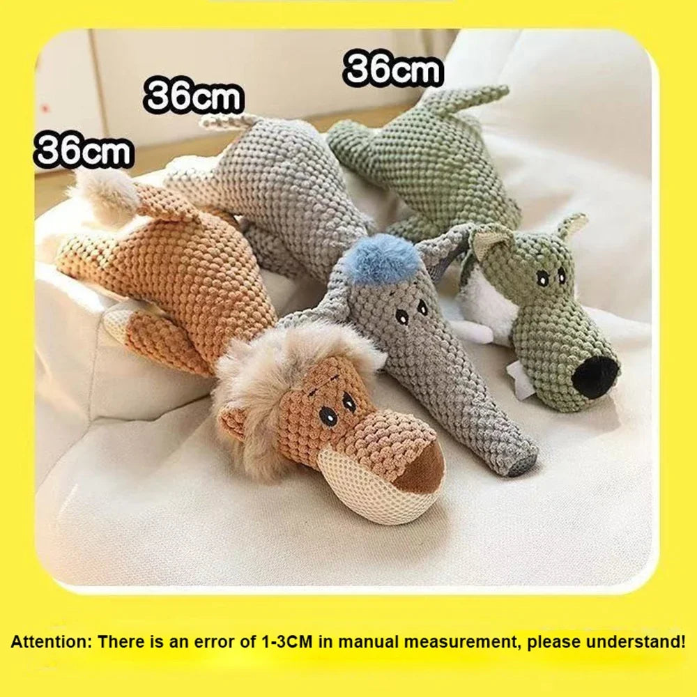 Plush Dog Chew Toy - Bite-Resistant Squeaky Teeth Cleaning Toy for Small Dogs