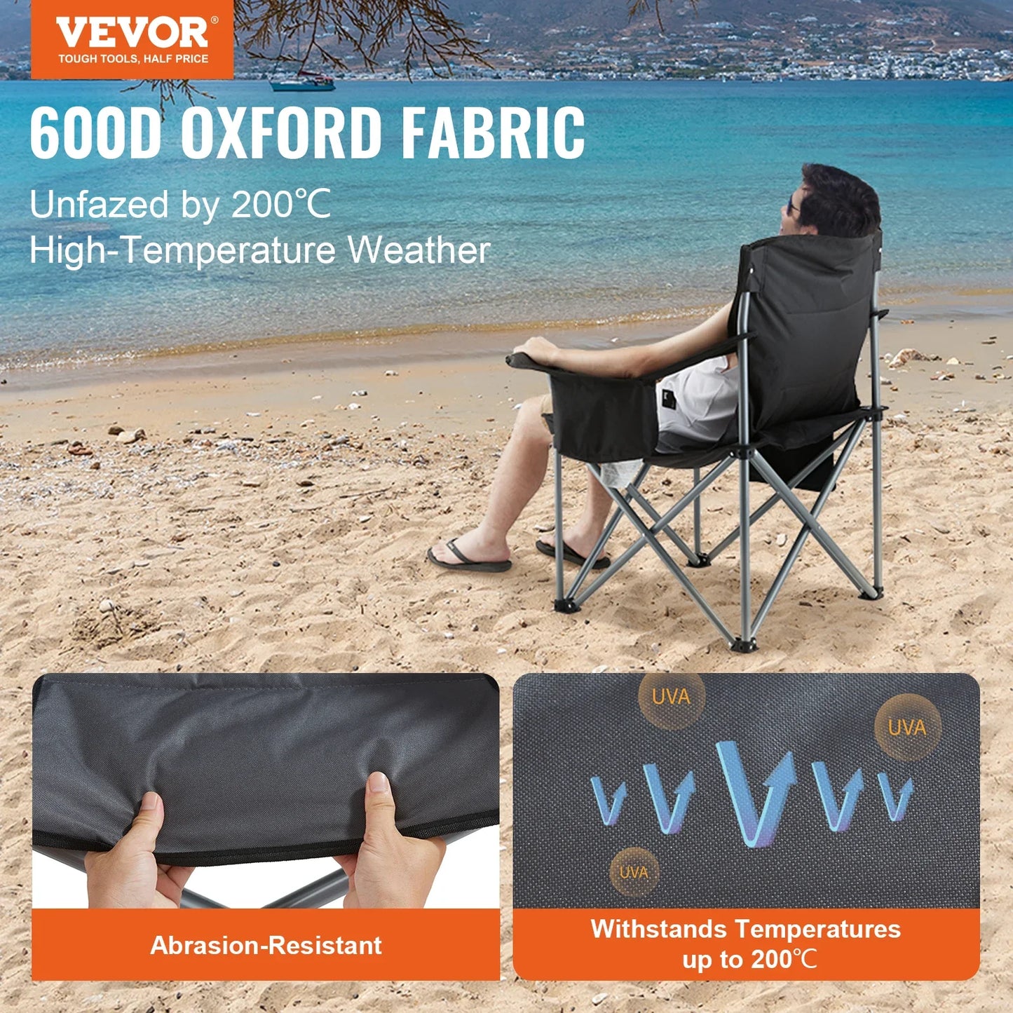 VEVOR Outdoor Camping Chair – 350lbs Ultralight Folding Portable Seat for Beach, Hiking, Picnic & Fishing