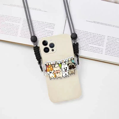 Cute Cartoon Cat & Dog Phone Lanyard – Adjustable Crossbody Shoulder Strap, Back Clip Hanging for Universal Mobile Phones