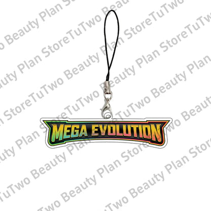 Anime PTCG Mega Evolution Acrylic Keychain – Pocket Monster Logo Cartoon Bag Pendant Keyring Collectible Gift Toy Series
