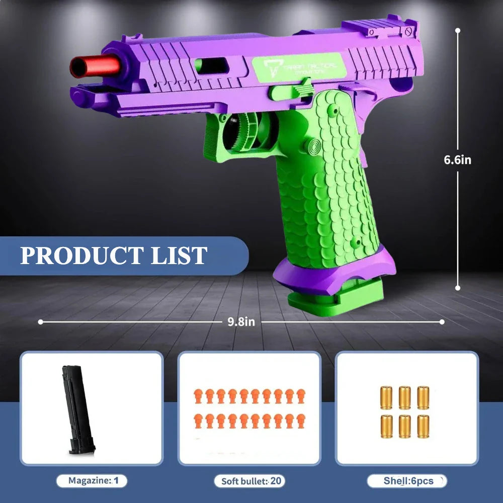SIG17 Shell Ejecting Toy Gun – Blowback Soft Bullet Pistol with Continuous Firing Action for Kids Gift