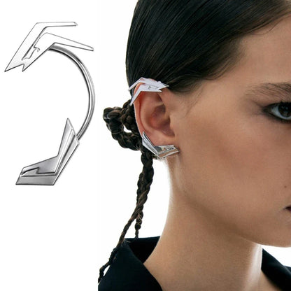 Unisex Silver Ear Clips – Futuristic Skeletal Spine Ear Hooks Jewelry for Y2K Trendsetters