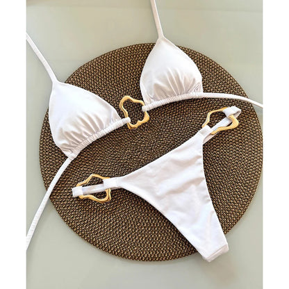 2025 Women’s Sexy Halter Micro Bikini Set – Solid Brazilian Thong Swimwear Beach Bathing Suit