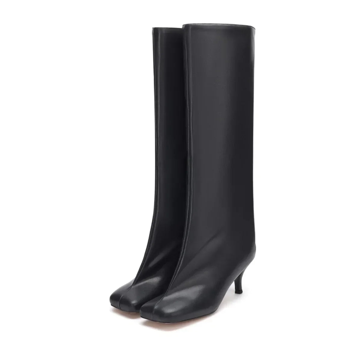 Women’s Suede Wide-Calf Knee-High Boots – Square Toe Stiletto Pull-On Riding Style Casual Chic Footwear