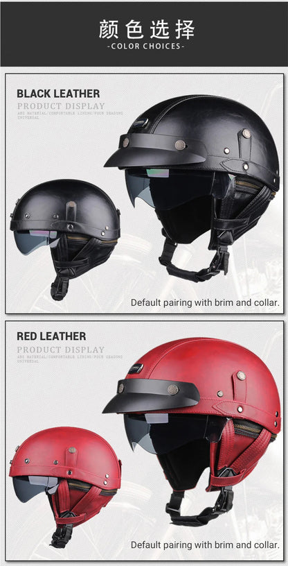 Retro Motorcycle Helmet – DOT Certified German Vintage Half Helmet for Scooter & Motorbike
