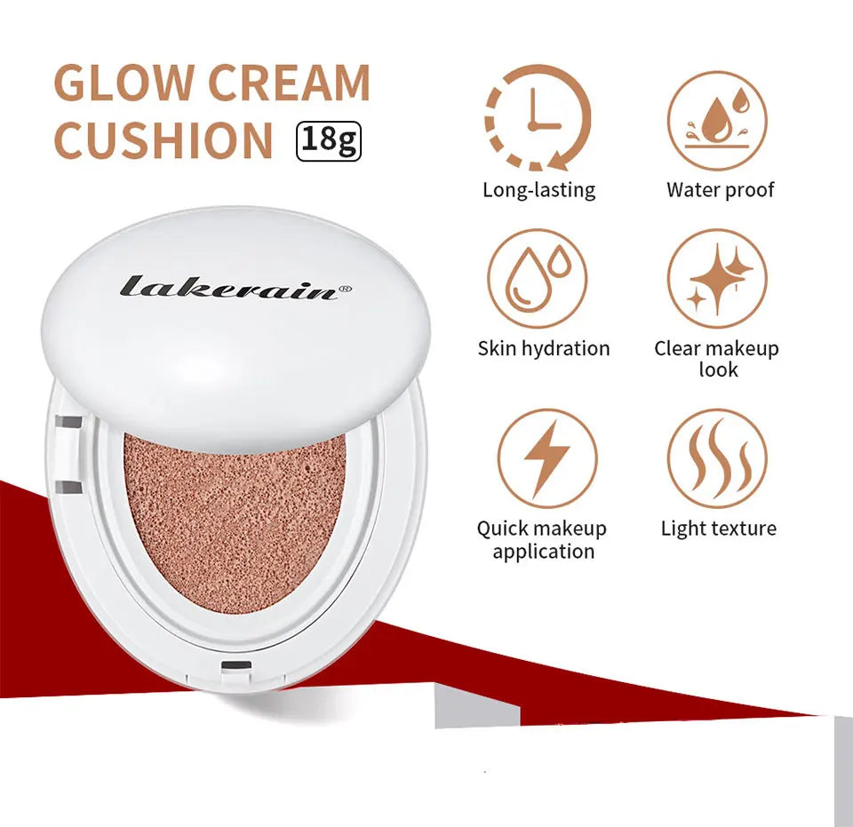 NEW Glow CC Cream Foundation Cushion – Waterproof, Long-Lasting Brightening Face Base Makeup for Women, Korean Cosmetics