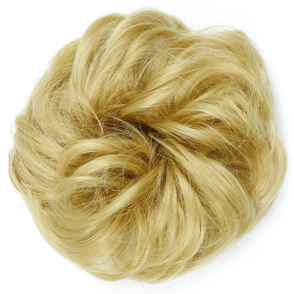 Azqueen Synthetic Messy Bun Chignon – Gray Brown Hair Bun Pad with Elastic Rope & Rubber Band Hair Extensions