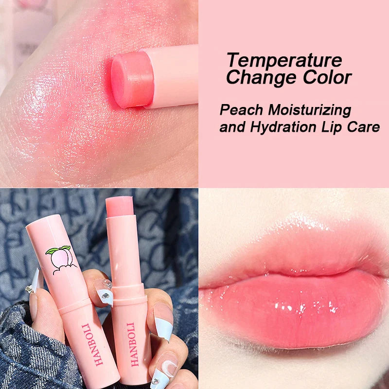 Peach Color-Changing Jelly Lip Balm – Long-Lasting Hydrating Moisturizer Korean Lip Care Lipstick