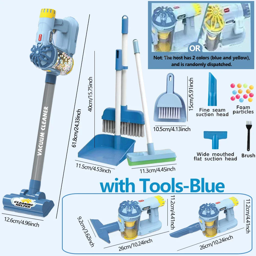 Kids Electric Vacuum Cleaner Toy Set – Simulation Role Play Housekeeping Educational Gift for Toddlers Boys & Girls
