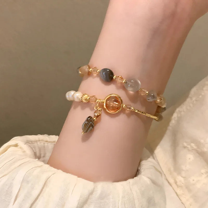 Double-Layer Crystal Pearl Beaded Bracelet – Vintage Ethnic Stacking Bangle for Women, Fashion Hand Jewelry Gift