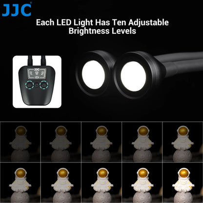 JJC LED Macro Arm Light — 10-Level Adjustable Brightness for Macro Photography, Compatible with Canon, Nikon, Sony, Olympus, Fujifilm DSLR