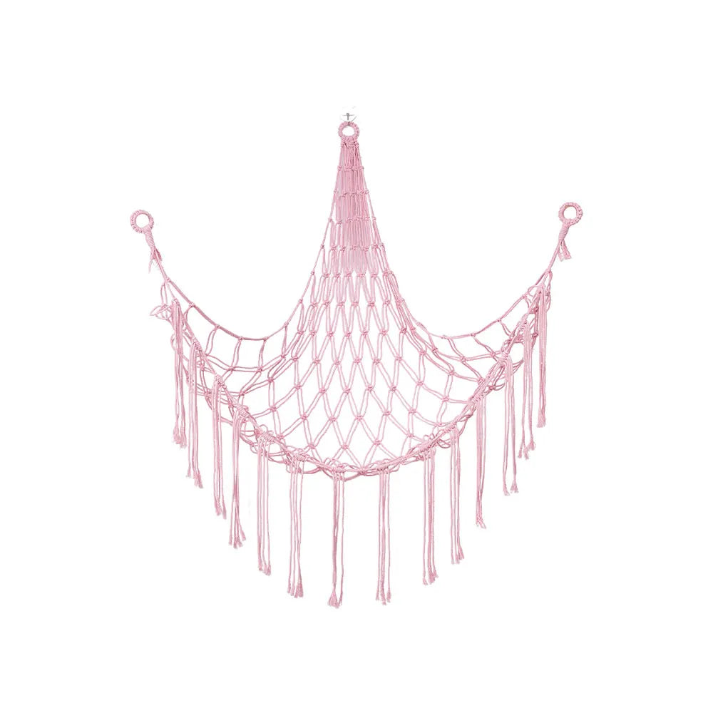 Kids Toy Hammock Wall Corner Hanging Storage Net – Woven Cotton Stuffed Animal Organizer