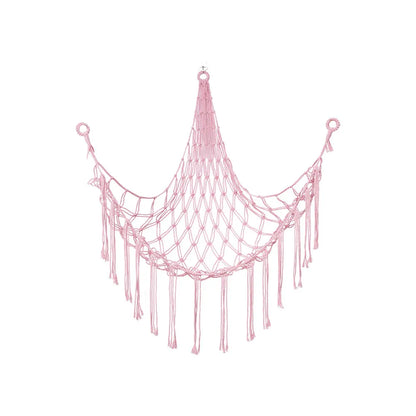 Kids Toy Hammock Wall Corner Hanging Storage Net – Woven Cotton Stuffed Animal Organizer