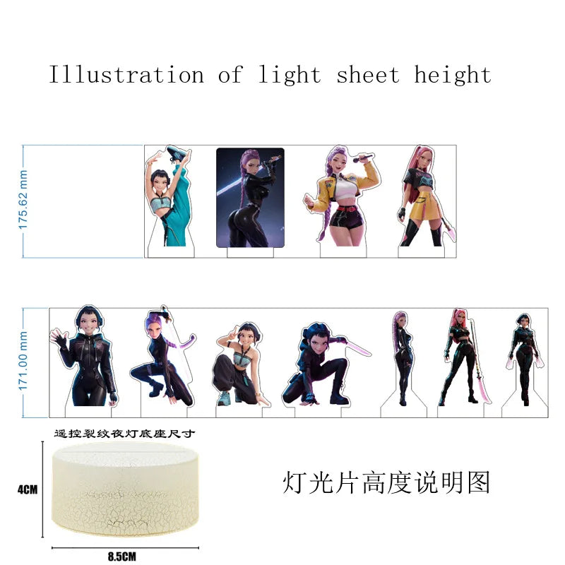 K-Pop Demon Hunters LED Night Light – Zoe, Mira, Rumi, Saja 16-Color Remote Control