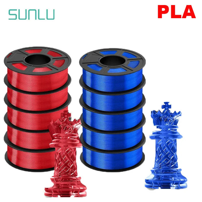 SUNLU 10KG 3D Printer Filament Set – 1.75mm PLA, PETG, PLA+ & Clear, 10 Rolls x 1KG Neatly Wound for 3D Printers & 3D Pens