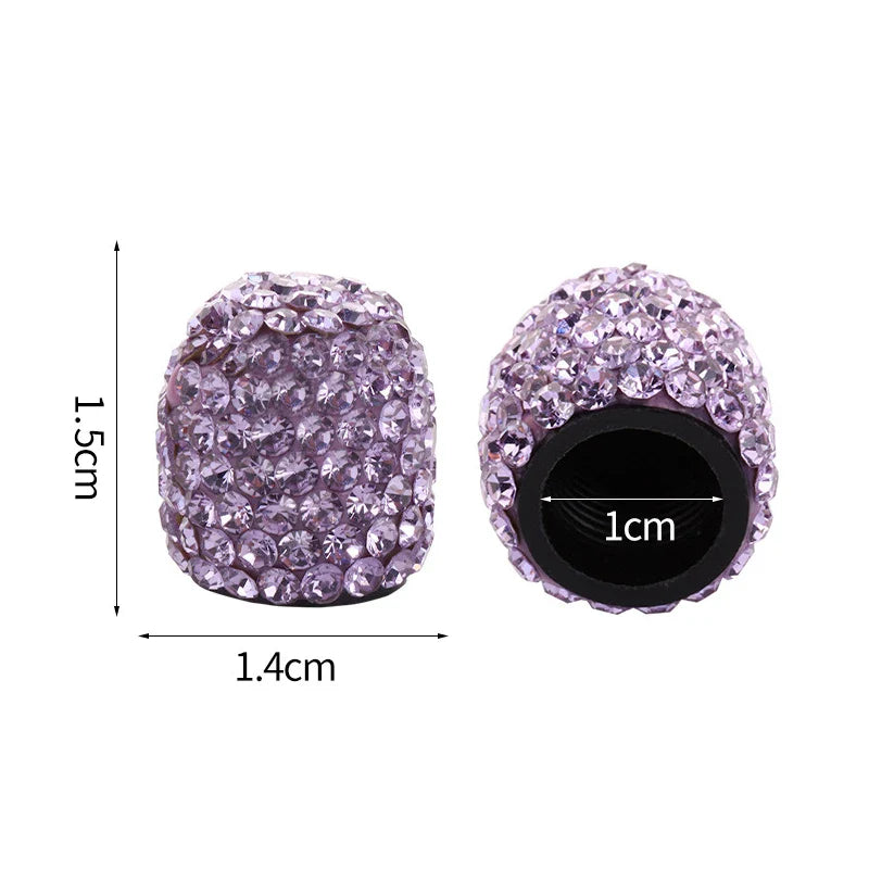 4pcs Diamond Car Tire Valve Caps: Sparkling Dust-Proof Wheel Valve Covers | Bling Crystal Styling Accessories