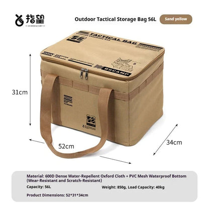 Insulated Tactical Camping Bag - Waterproof Foldable Outdoor Picnic & Tableware Storage Bag, 30L/42L/56L Large Capacity