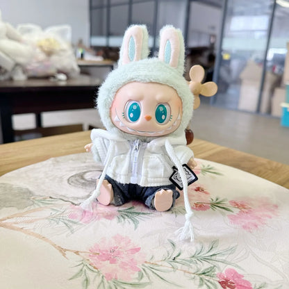 17cm Labubu Idol Dolls Clothes - Kpop EXO DIY Accessories, Cute Mini Plush FEAR Hoodie Se