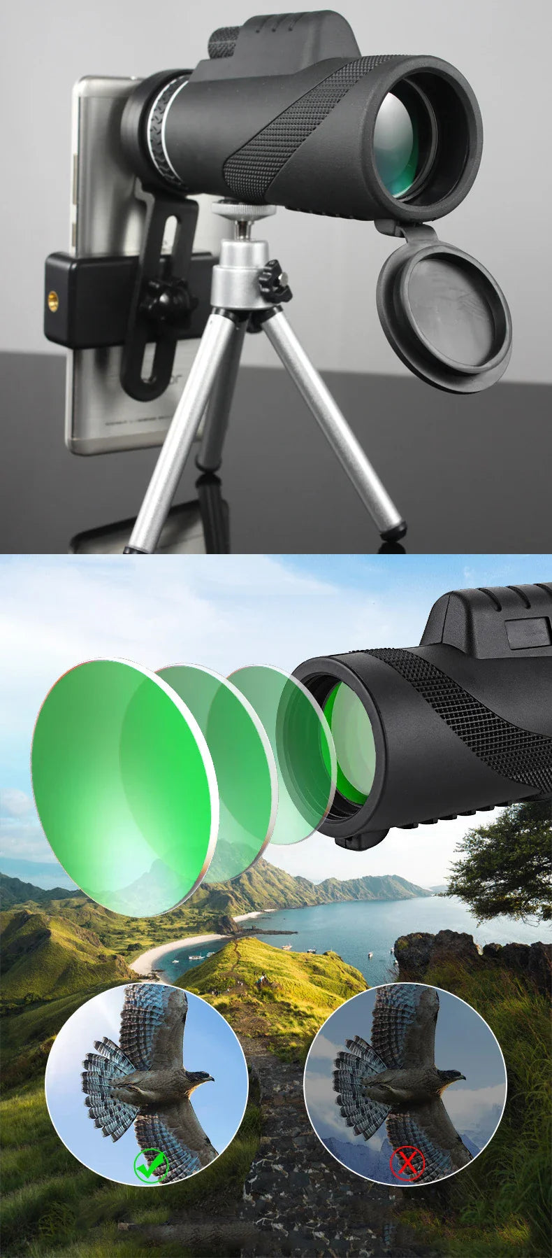 80x100 Portable HD Zoom Telescope | Folding Long-Distance Mini Telescope for Hunting, Camping & Travel