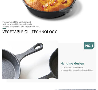 Cast Iron Frying Pan – 14/16/20cm Non-Stick Skillet for Omelettes, Pancakes & Induction Cooking