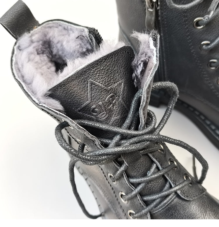 Careaymade 100% Genuine Leather Wide Casual Women’s Short Boots – Big Size, Handmade Men’s Wool Boots