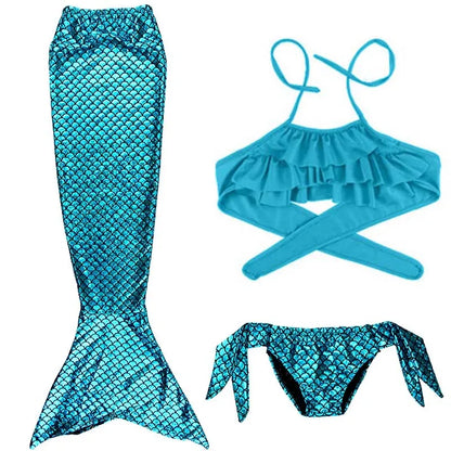 Cosplay Mermaid Tail Costume for Kids — Elastic Swimwear for Girls, Quick-Dry Swimming & Party Use