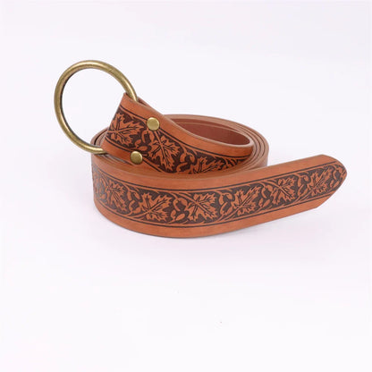 6PCS Medieval Cosplay Belts – Elf Leaf Embossed Leather with Potion Bottle, Viking Halloween