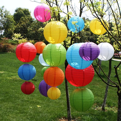 Round Paper Lanterns for Birthday Wedding Party Decor, DIY Hanging Lampion Balls, 4/6/8/10/12/14/16 Inch Craft Supplies