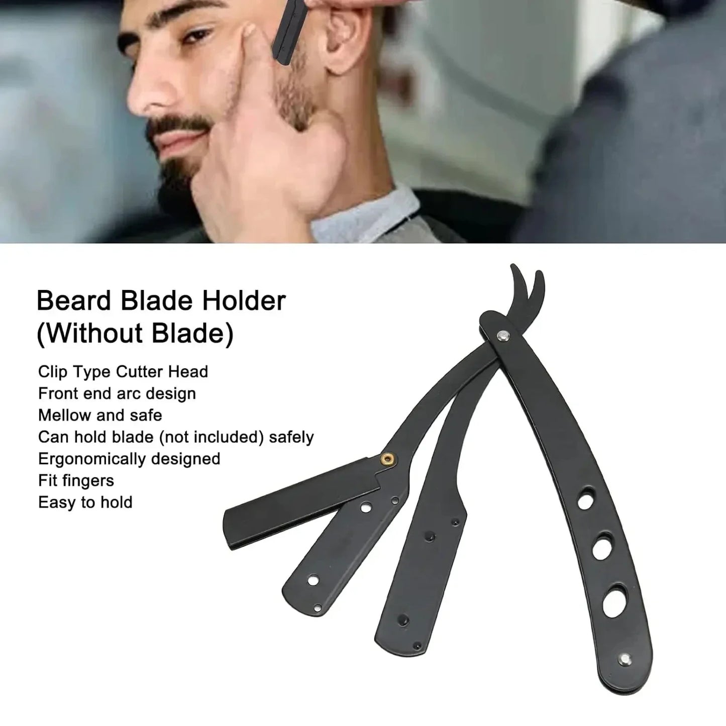 1 Holder + 10/20 Blades Straight Folding Shaver — Men's Manual Razor with Sharp Barber Blade