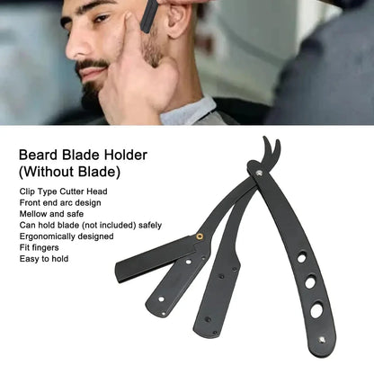 1 Holder + 10/20 Blades Straight Folding Shaver — Men's Manual Razor with Sharp Barber Blade