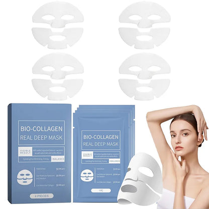 4Pcs/Box Bio-Collagen Absorbable Moisturizing Mask – Anti-Aging Night Mask for Firming, Nourishing & Brightening Skin Care